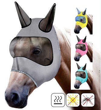 Horse Fly Mask, Breathable Mosquito-Proof Equestrian Eye Protection