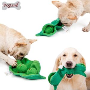 Pea Snuffle Dog Toy with IQ Ball and Squeaker