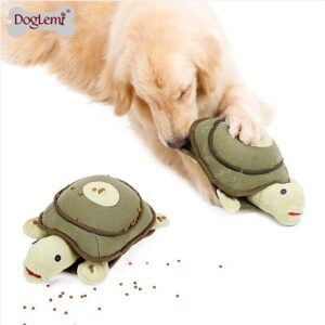 Retractable Turtle Squeaky Plush Dog Puzzle Toy