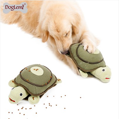 Retractable Turtle Squeaky Plush Dog Puzzle Toy