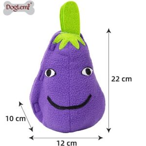 3-in-1 Eggplant and Carrot Slow Feeder Squeaky TPR Snuffle Dog Toy