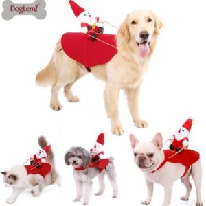 Christmas Pet Santa Riding Reindeer Costume for Dogs and Cats